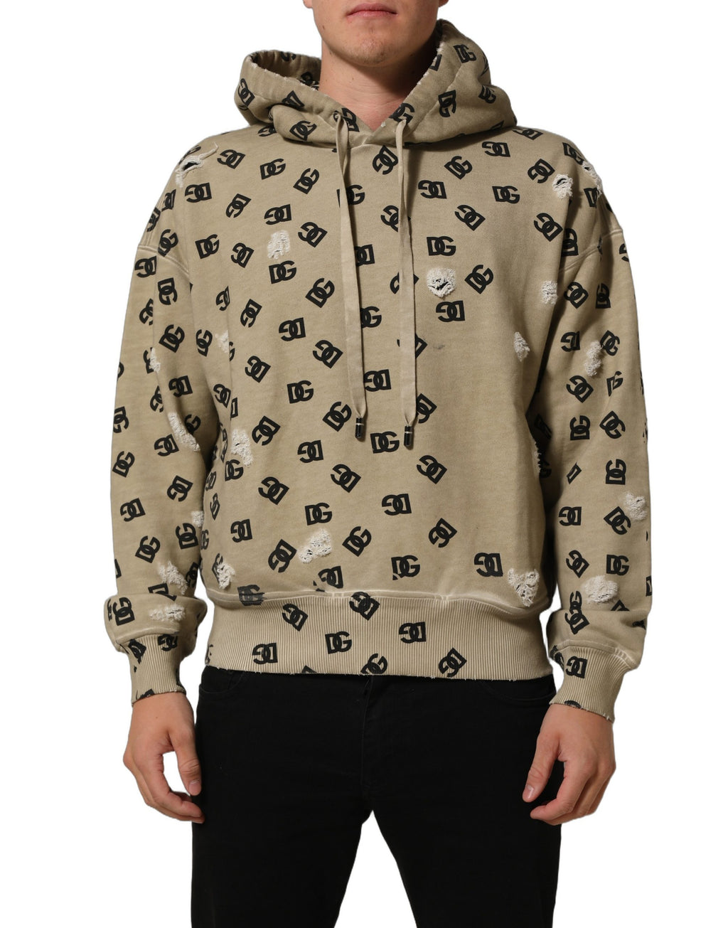 Dolce & Gabbana Brown Cotton Logo Hooded Sweatshirt Sweater