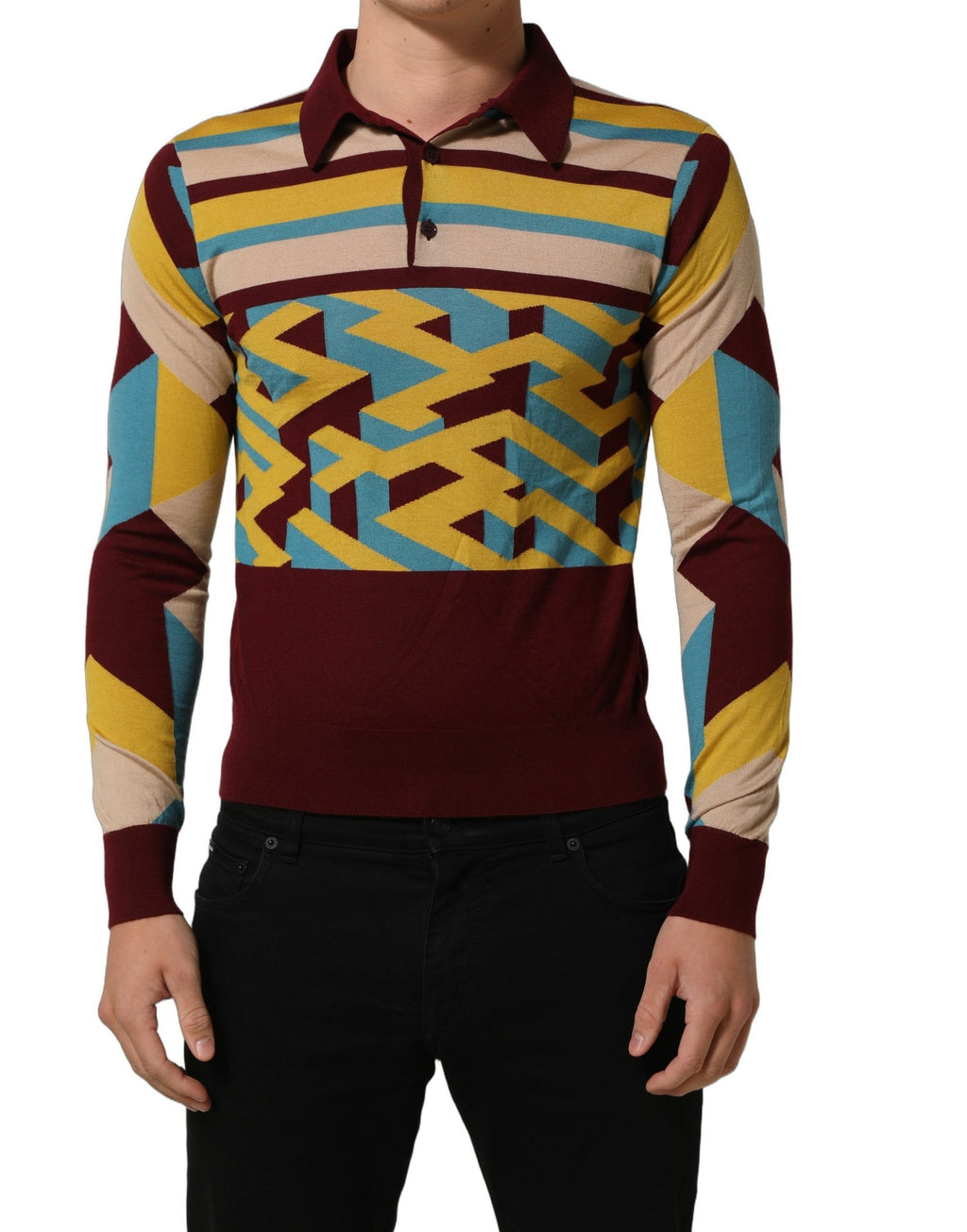 Dolce & Gabbana Multicolor Knitted Cashmere Pullover Sweater