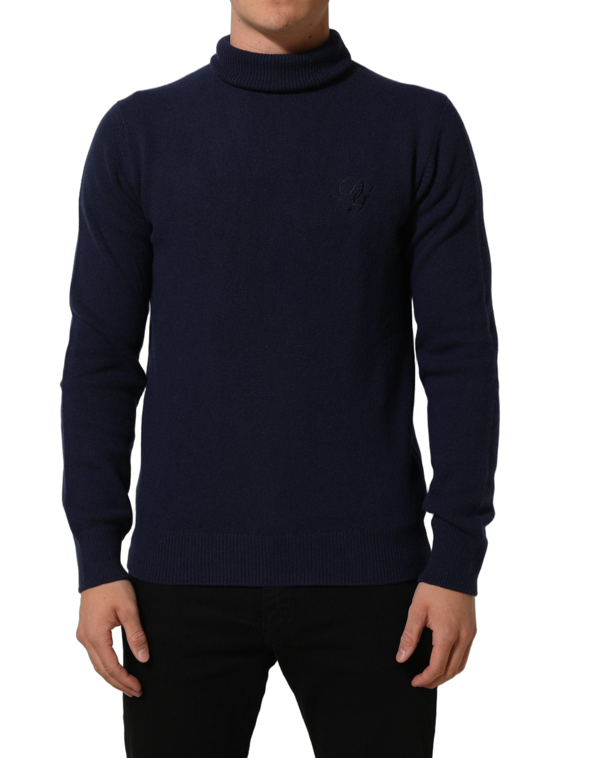 Dolce & Gabbana Blue Wool Knit Turtleneck Pullover Sweater