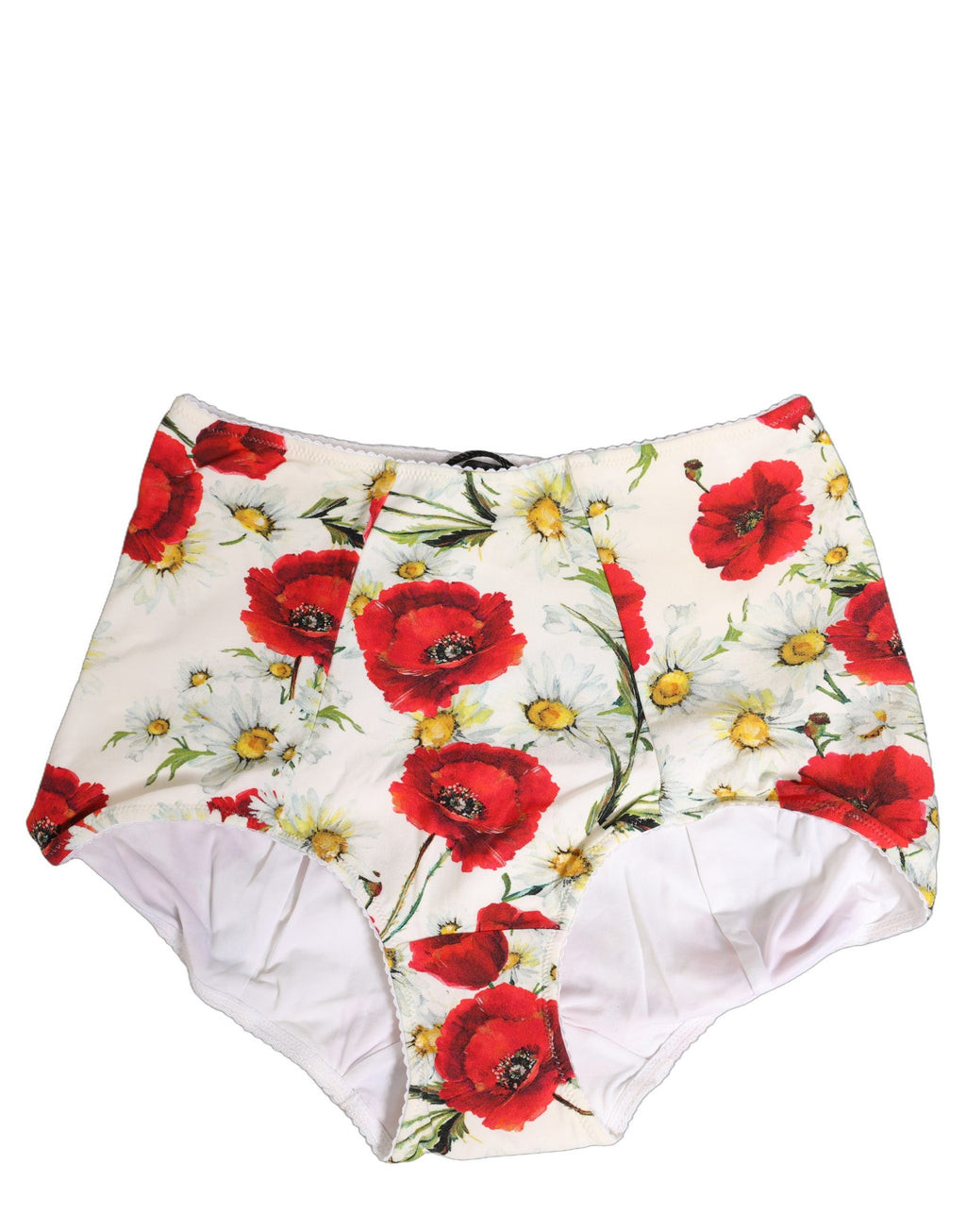 Dolce & Gabbana White Nylon Floral High Waisted Girdle Underwear