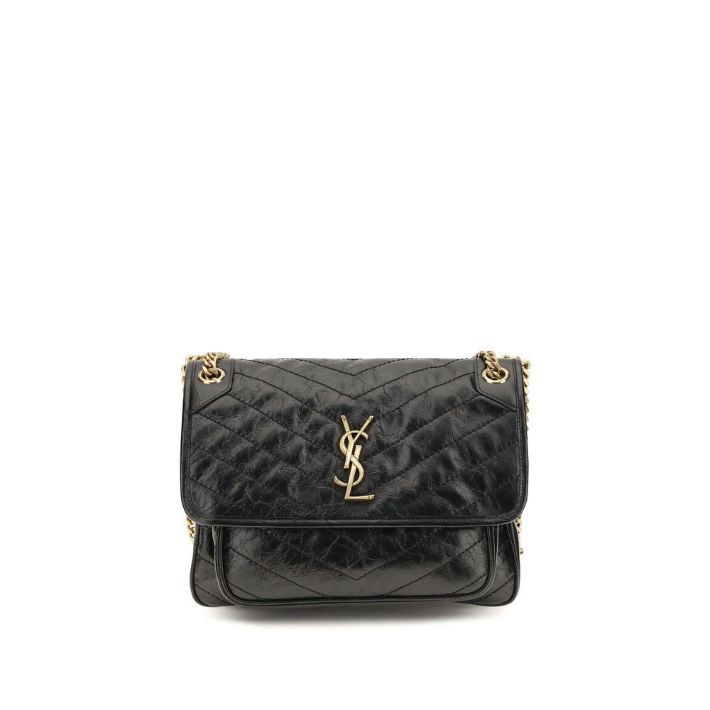 Bolso de hombro Saint Laurent de piel de becerro negra Bos Taurus