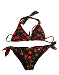 Bikini de nailon estampado de cerezas negras de dos piezas de Dolce & Gabbana