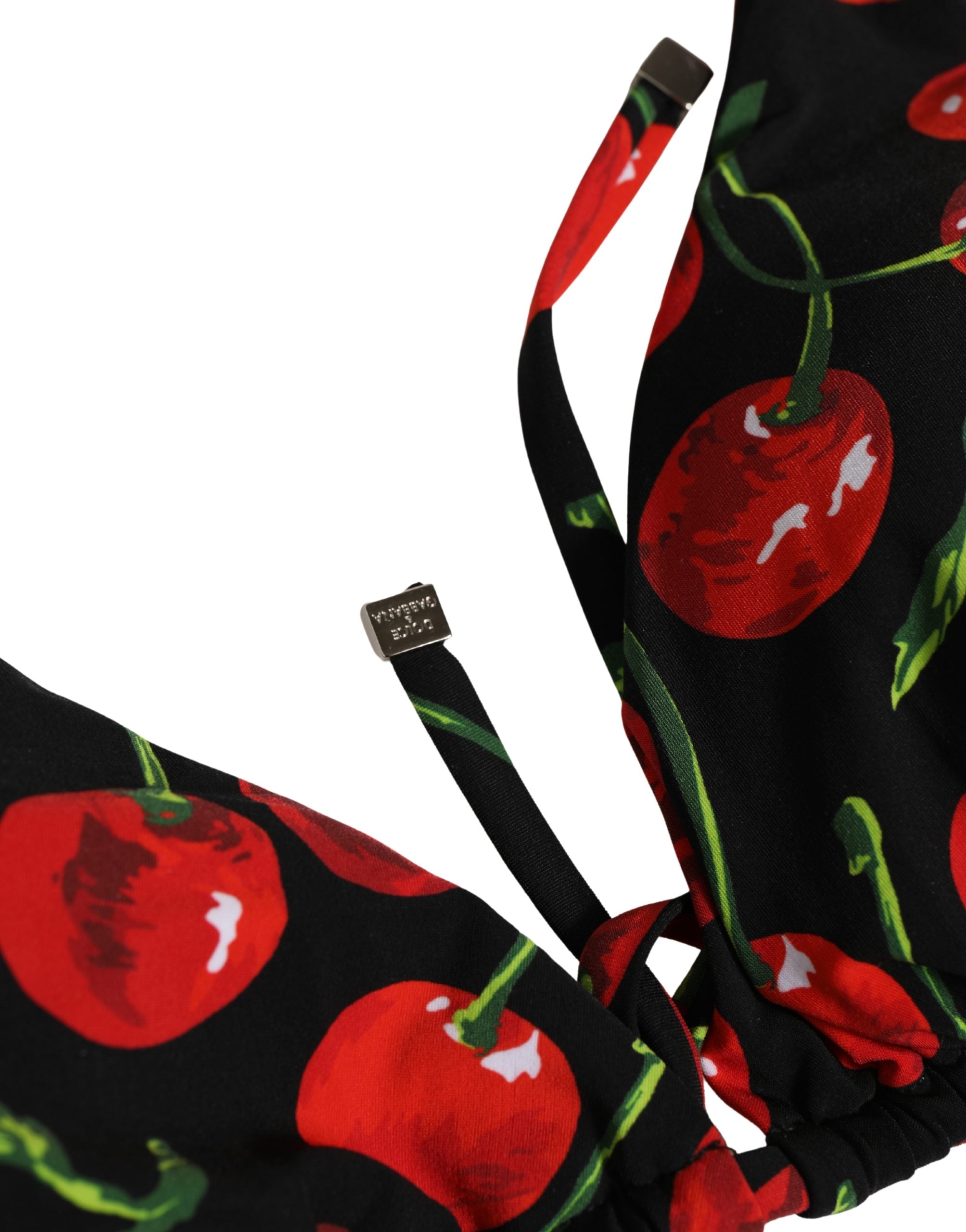 Bikini de nailon estampado de cerezas negras de dos piezas de Dolce & Gabbana