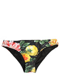 Dolce & Gabbana Black Nylon Floral Print Bikini Bottom Swimwear