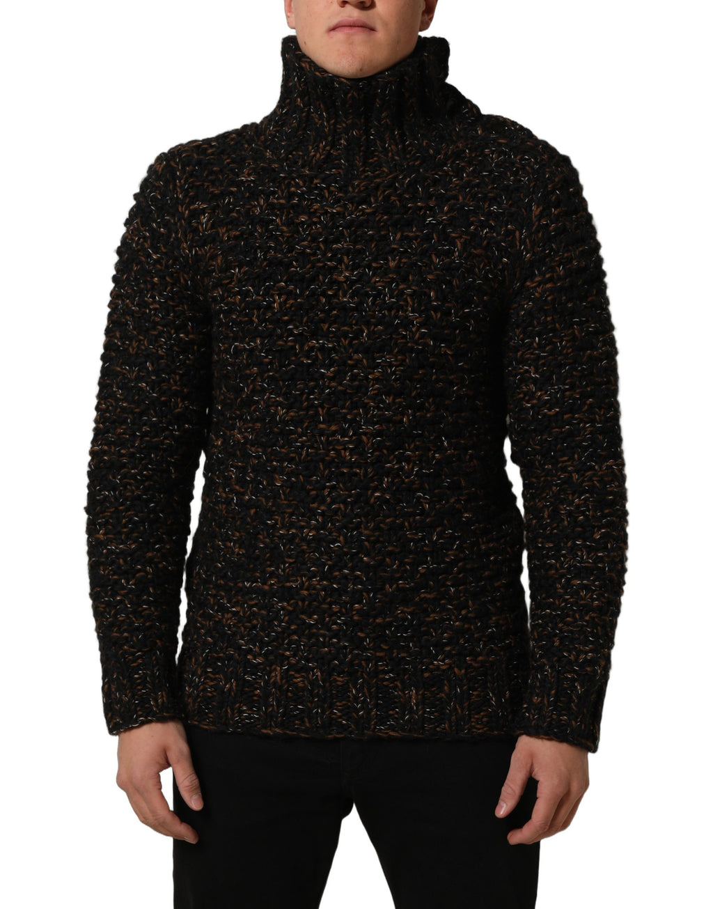 Dolce & Gabbana Brown Wool Knit Turtleneck Pullover Sweater