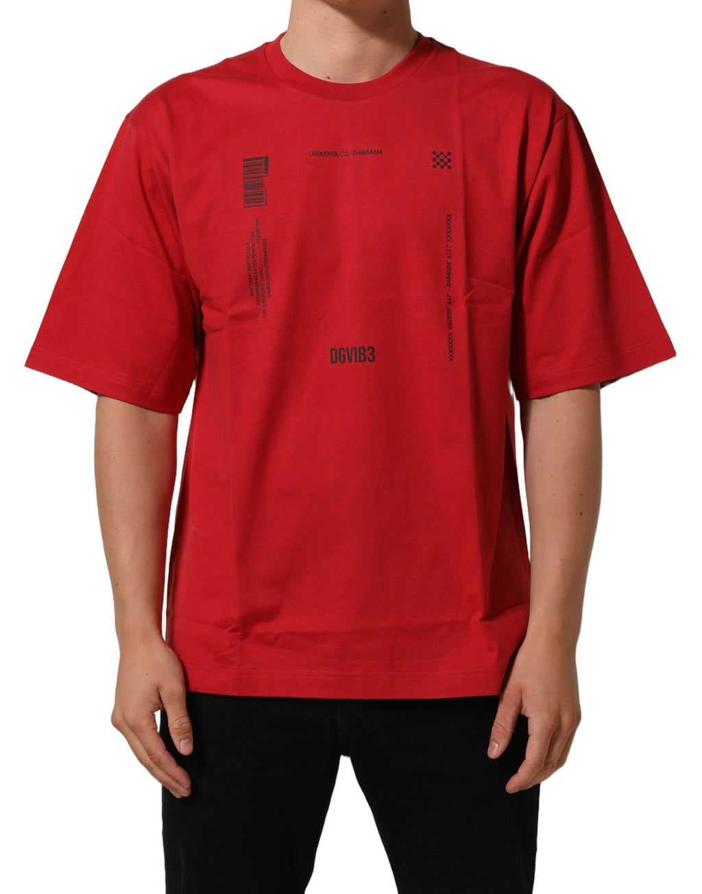 Dolce & Gabbana Red Cotton Graphic Print Crew Neck T-shirt