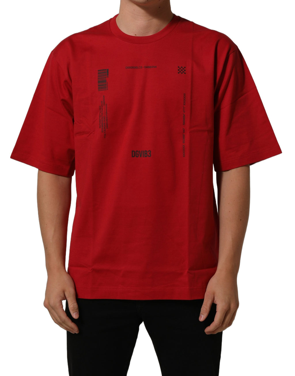 Dolce & Gabbana Red Cotton Graphic Print Crew Neck T-shirt