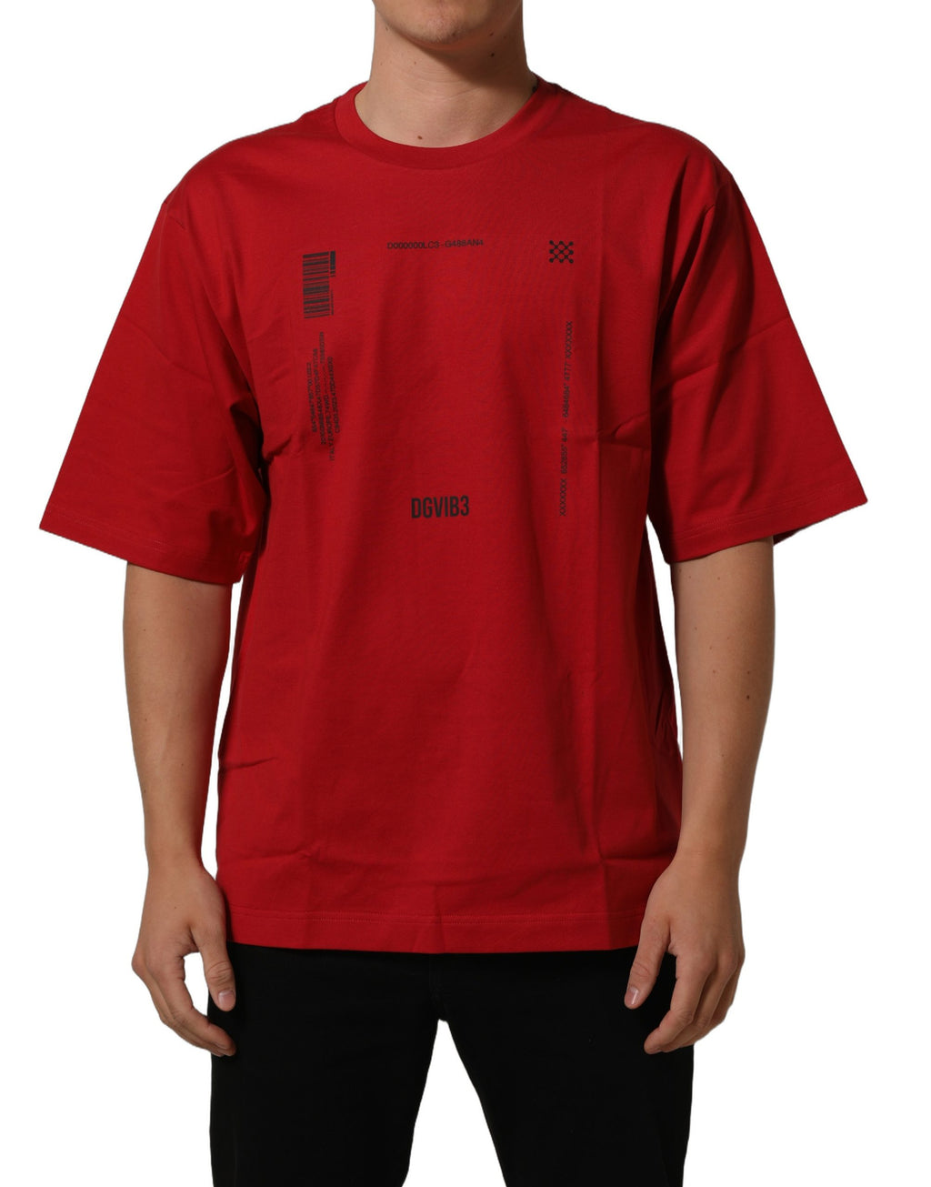 Dolce & Gabbana Red Cotton Graphic Print Crew Neck T-shirt