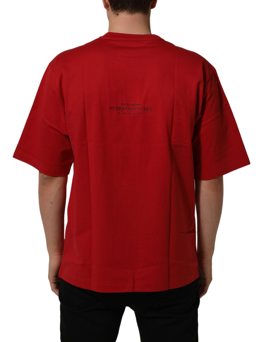 Dolce & Gabbana Red Cotton Graphic Print Crew Neck T-shirt