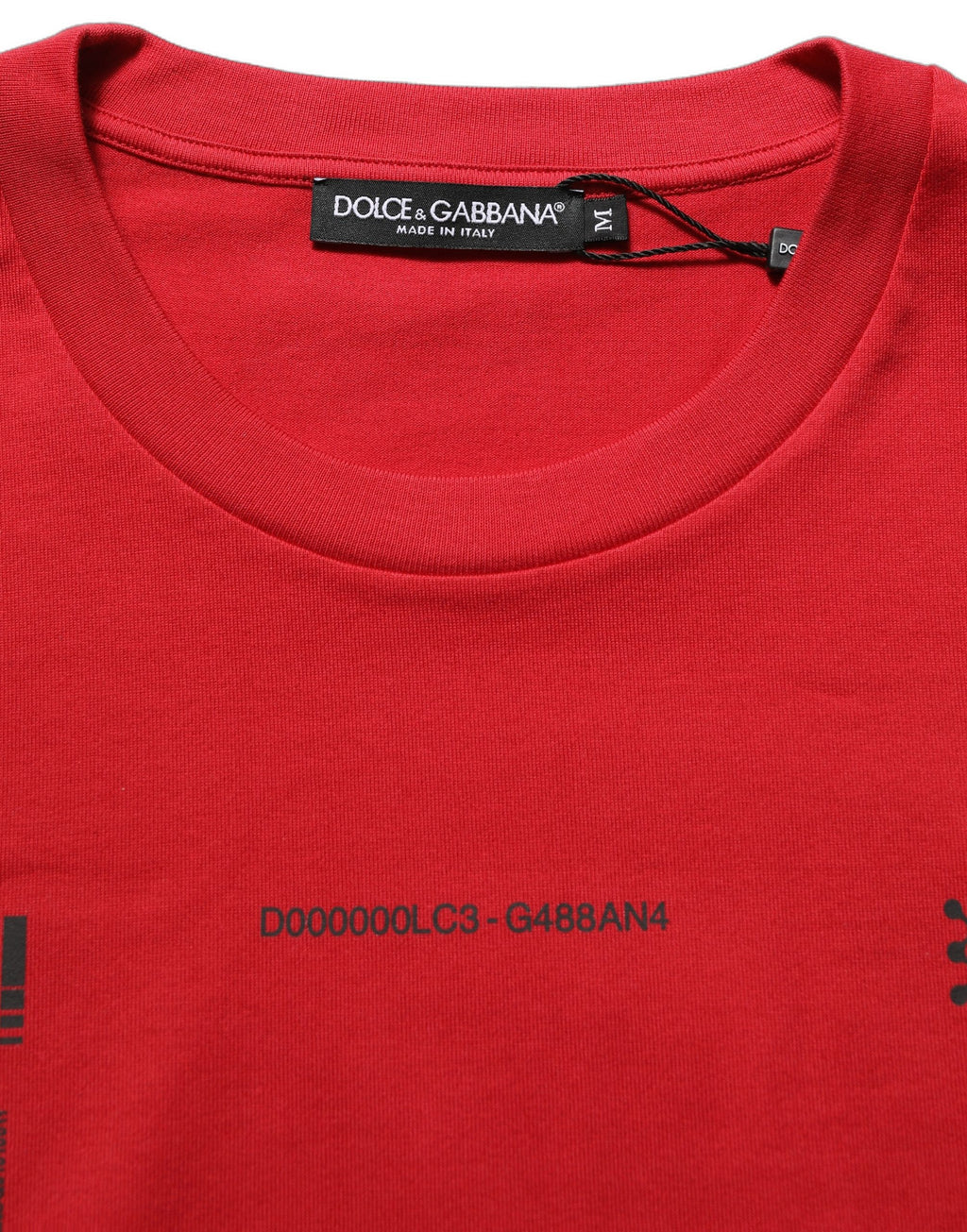 Dolce & Gabbana Red Cotton Graphic Print Crew Neck T-shirt