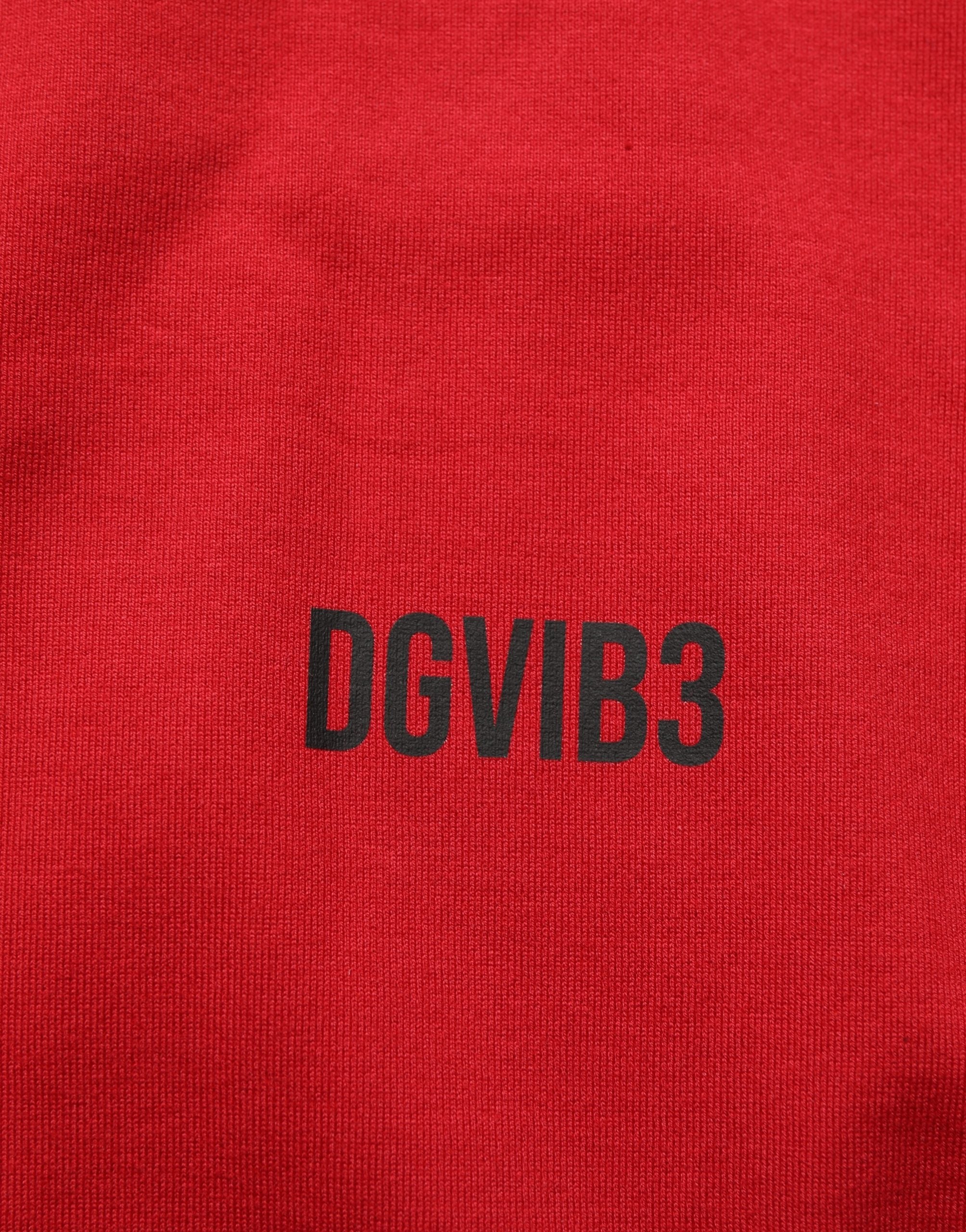 Dolce & Gabbana Red Cotton Graphic Print Crew Neck T-shirt