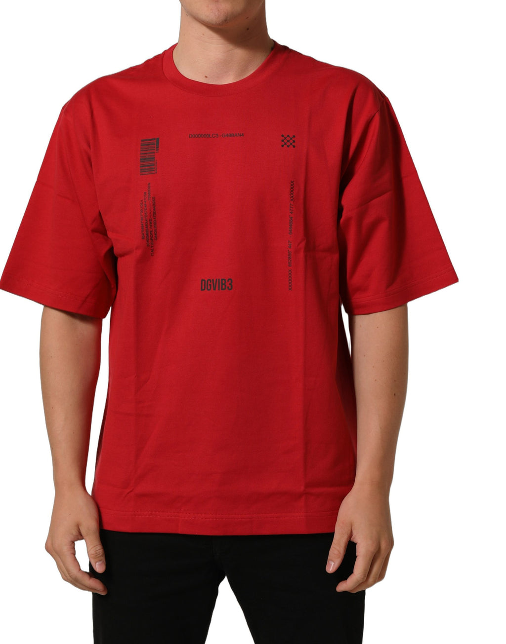 Dolce & Gabbana Red Cotton Graphic Print Crew Neck T-shirt