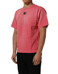 Camiseta Dolce & Gabbana rosa de cuello redondo Re-Edition con efecto desgastado