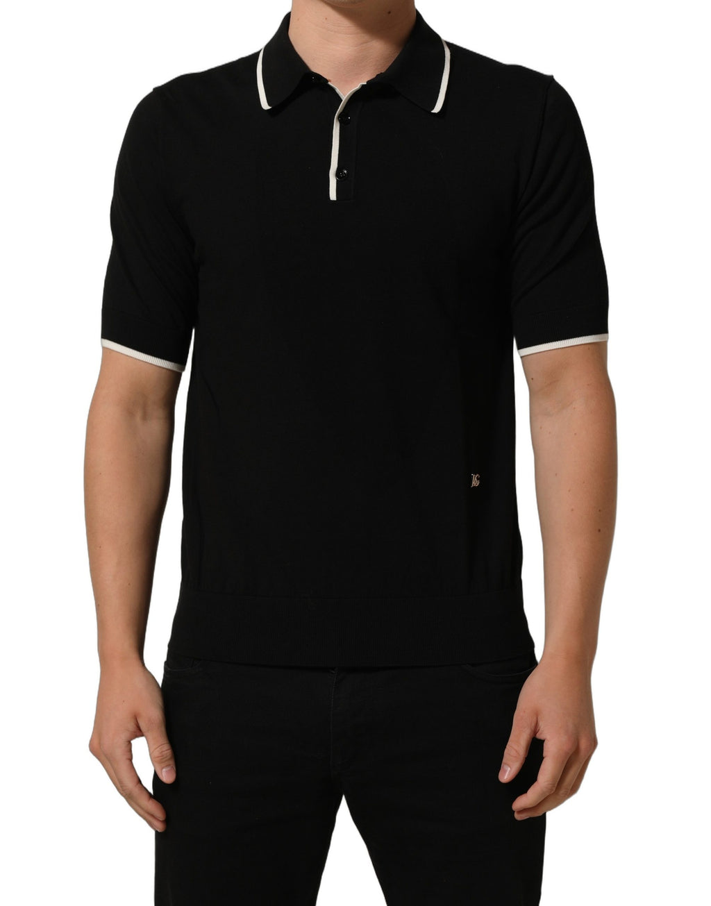 Dolce & Gabbana Black Cotton Collared Short Sleeves Polo T-shirt