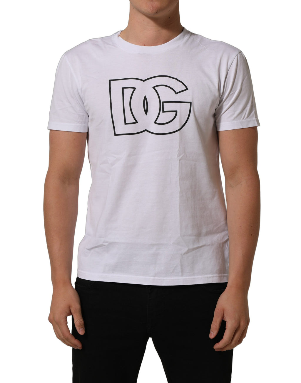 Dolce & Gabbana White DG Logo Print Short Sleeves Men T-shirt