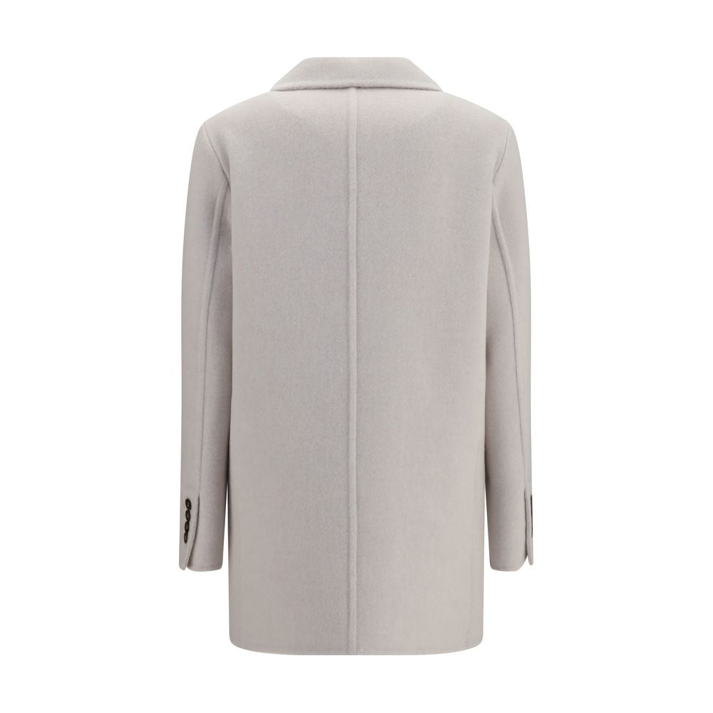 Chaqueta larga Brunello Cucinelli de lana blanca Oves Aries