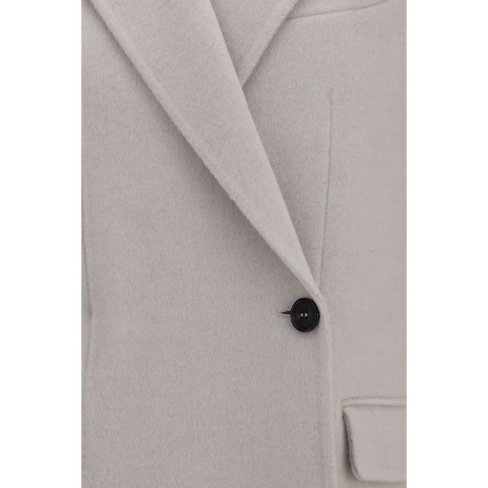 Chaqueta larga Brunello Cucinelli de lana blanca Oves Aries
