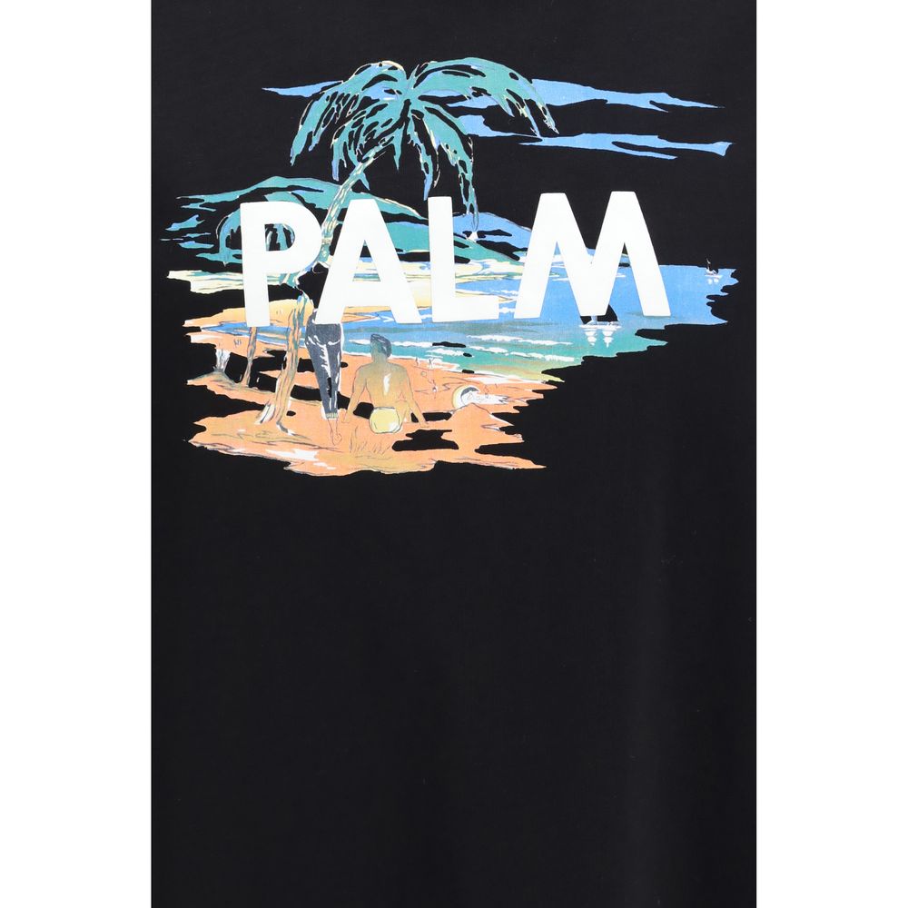 Camiseta de algodón negra Palm Angels