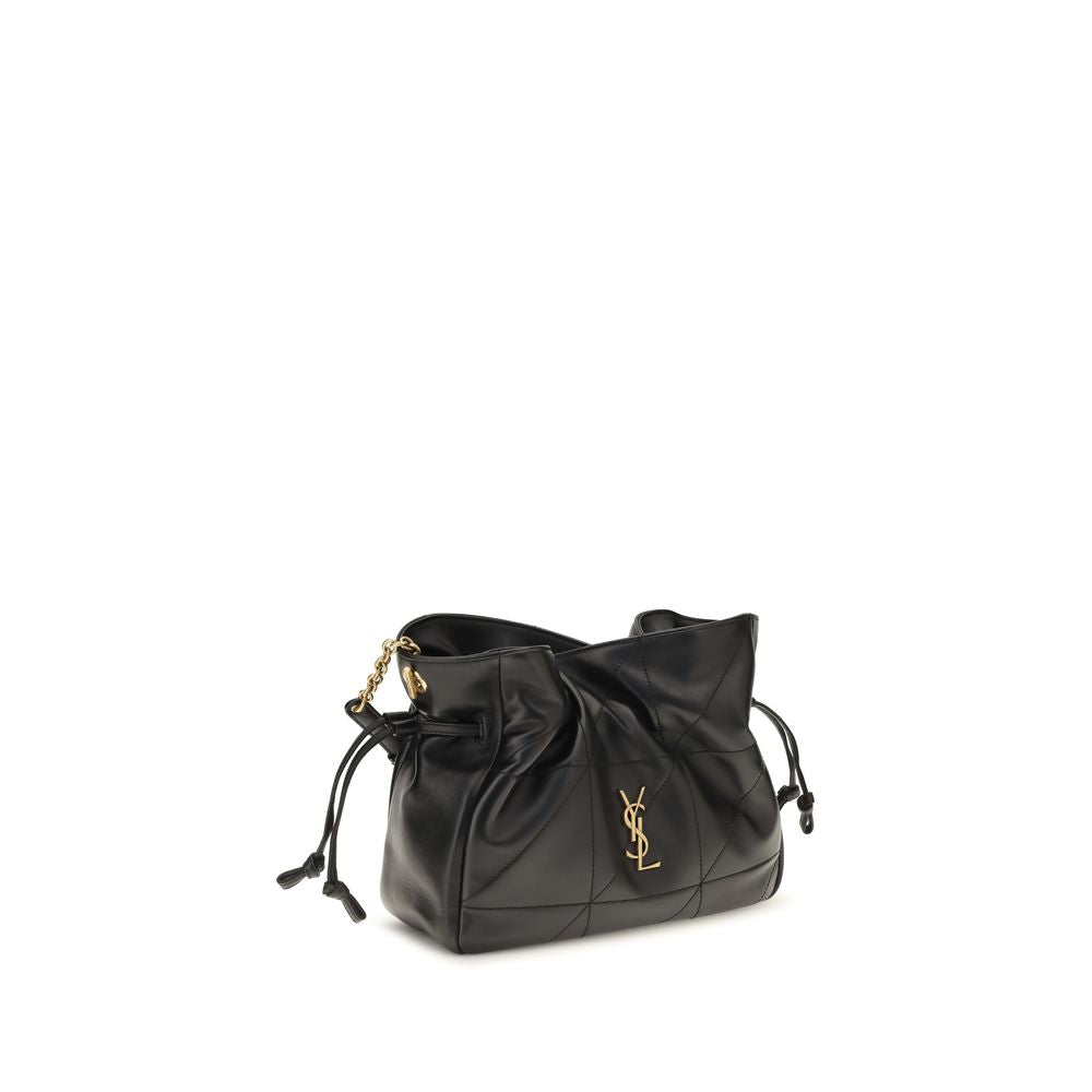 Bolso de hombro Saint Laurent negro de piel de cordero Ovis Aries Aries