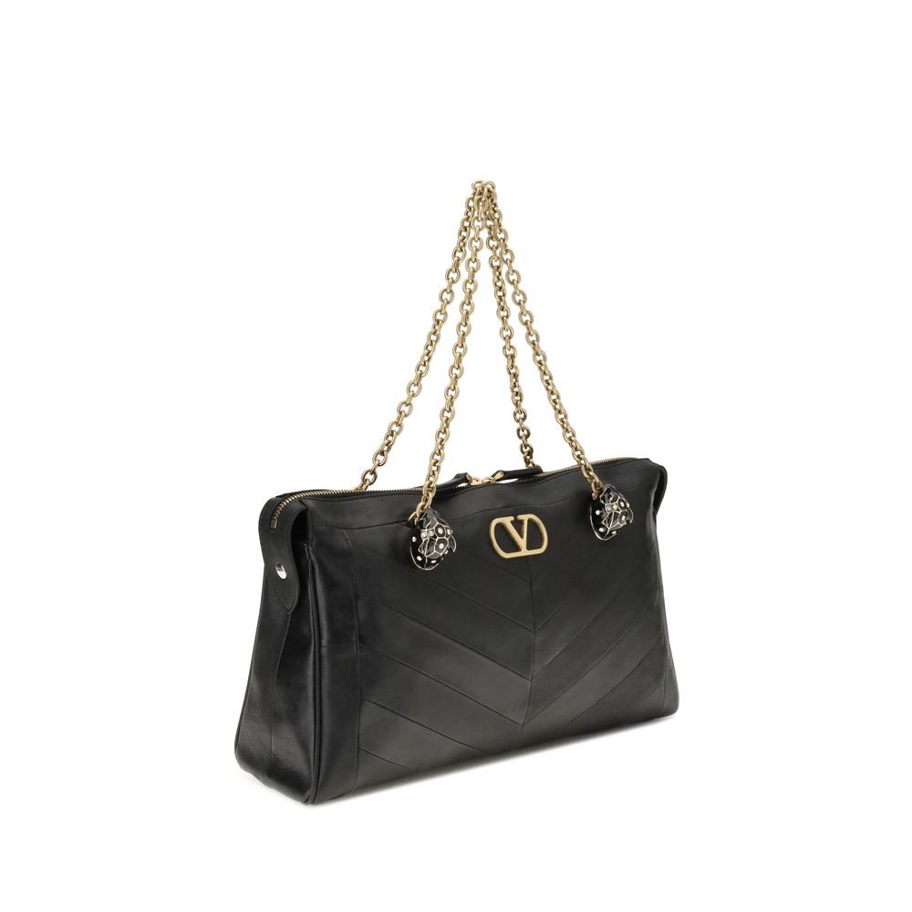 Bolso de hombro Valentino Garavani negro de piel de cordero Ovis Aries Aries