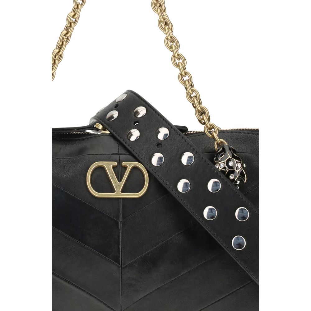 Bolso de hombro Valentino Garavani negro de piel de cordero Ovis Aries Aries