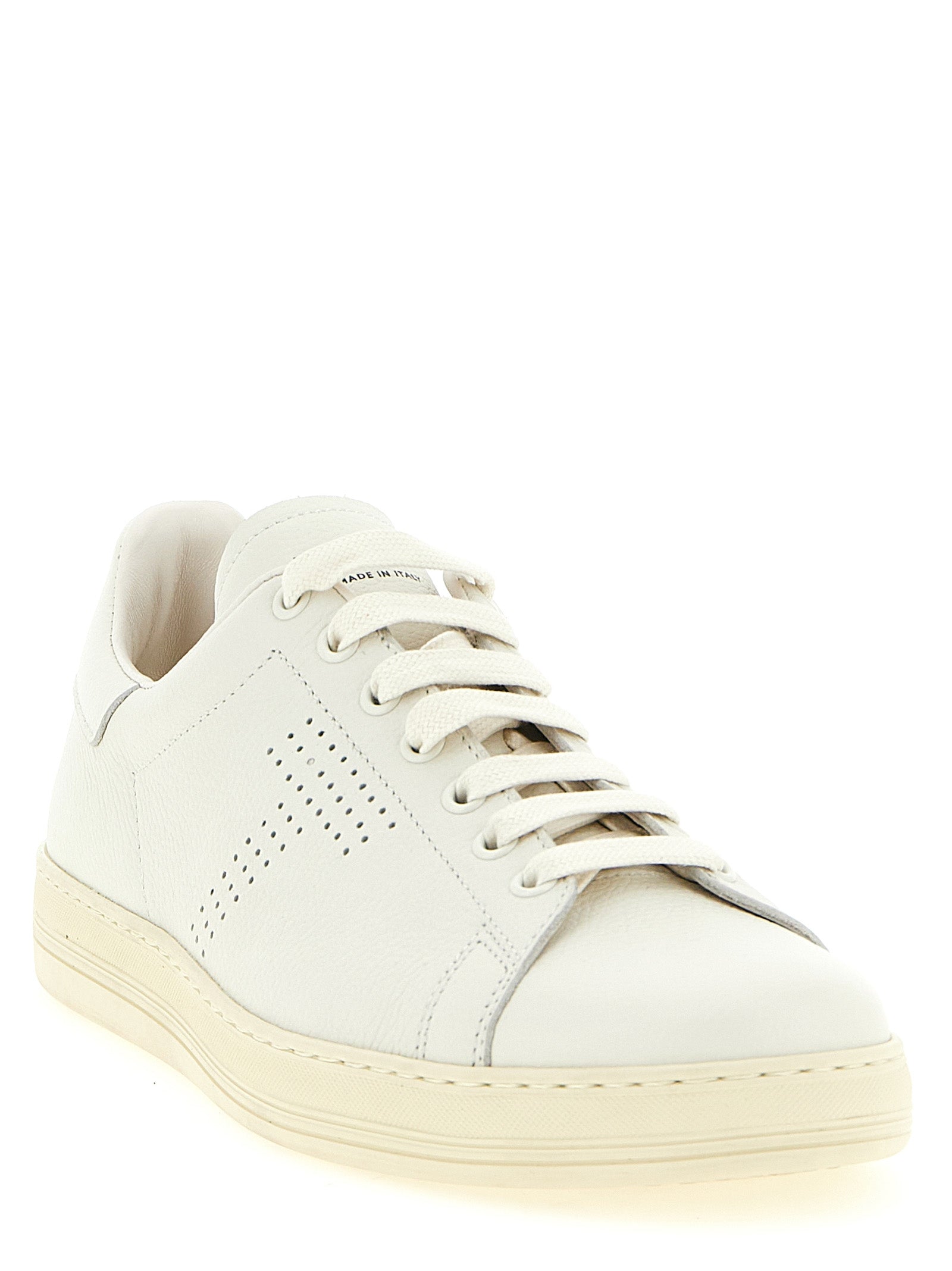 Zapatillas bajas de cuero blanco Tom Ford