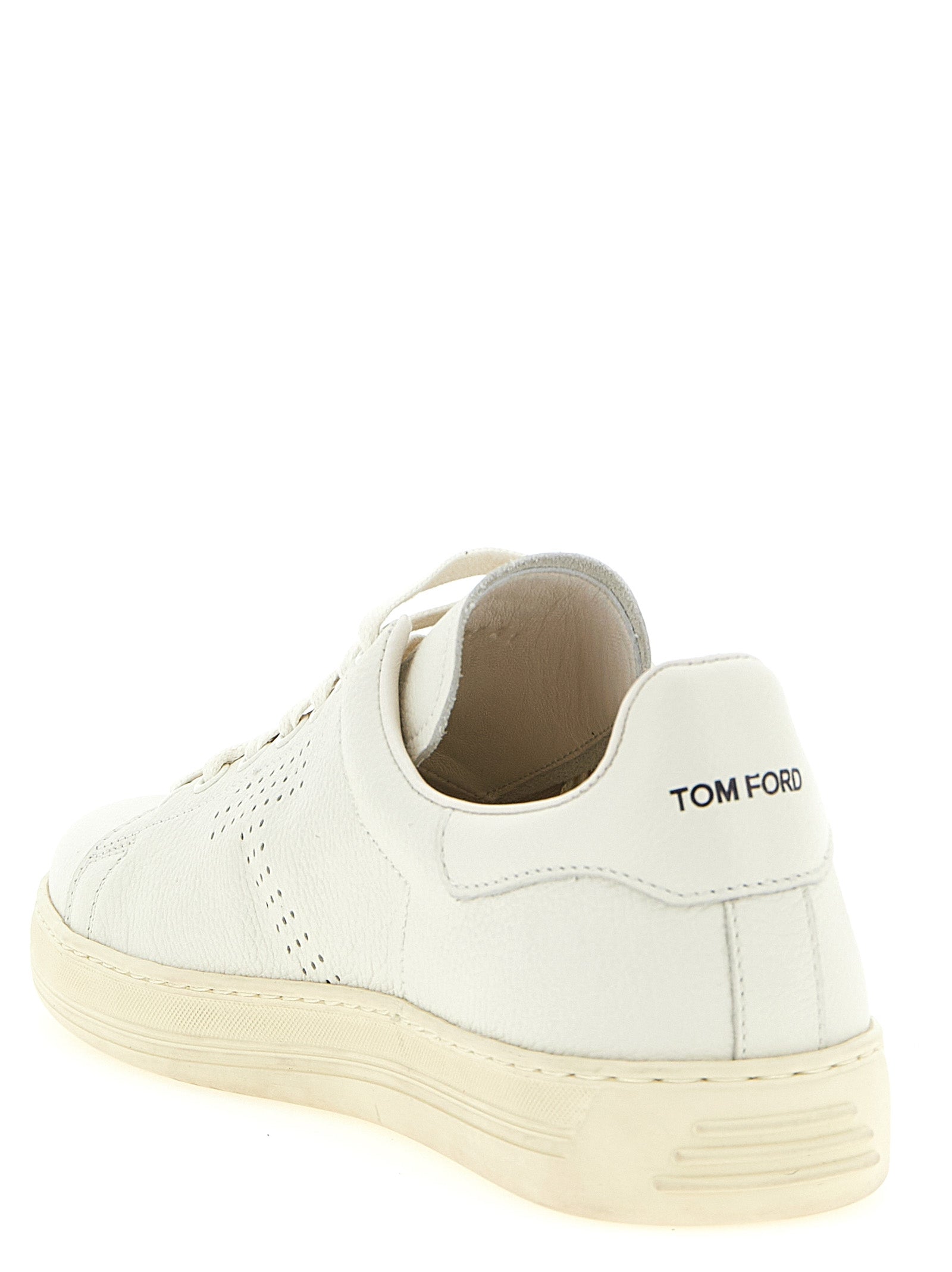 Zapatillas bajas de cuero blanco Tom Ford