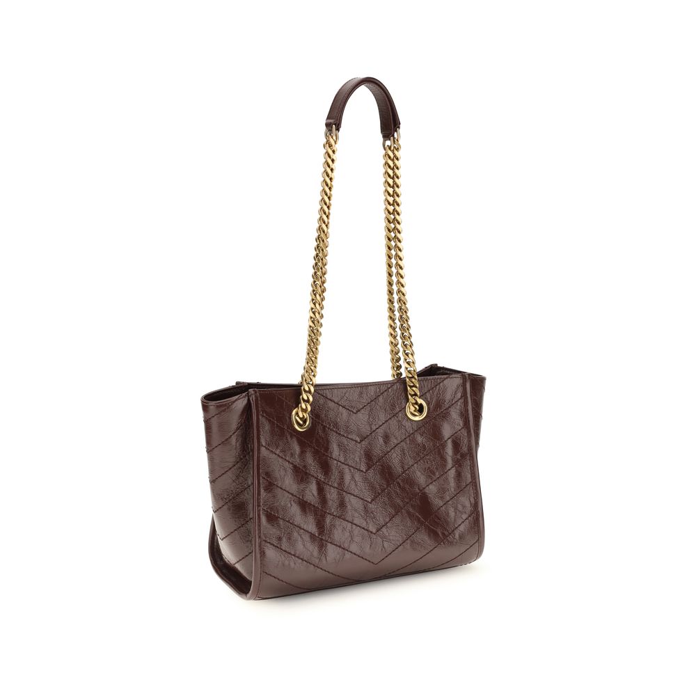 Bolso de hombro Saint Laurent de piel de becerro marrón Bos Taurus
