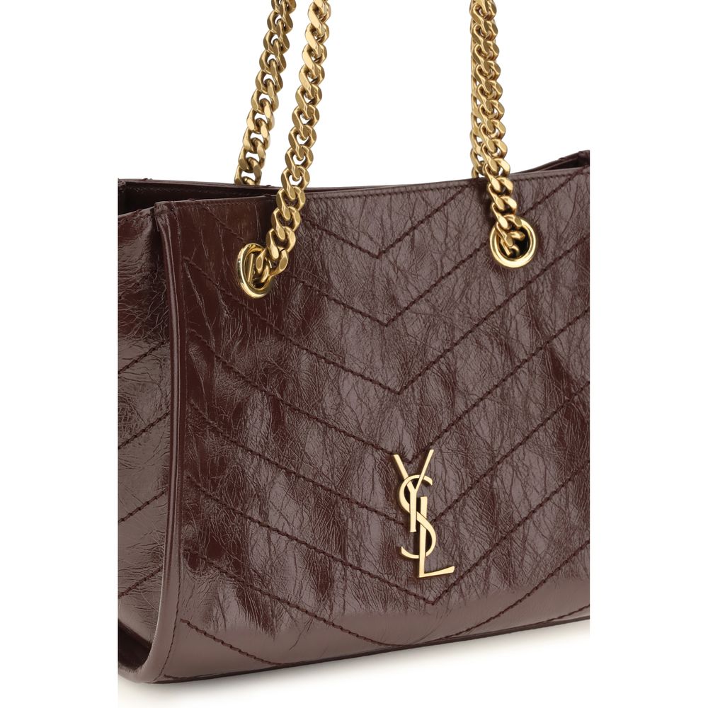 Bolso de hombro Saint Laurent de piel de becerro marrón Bos Taurus