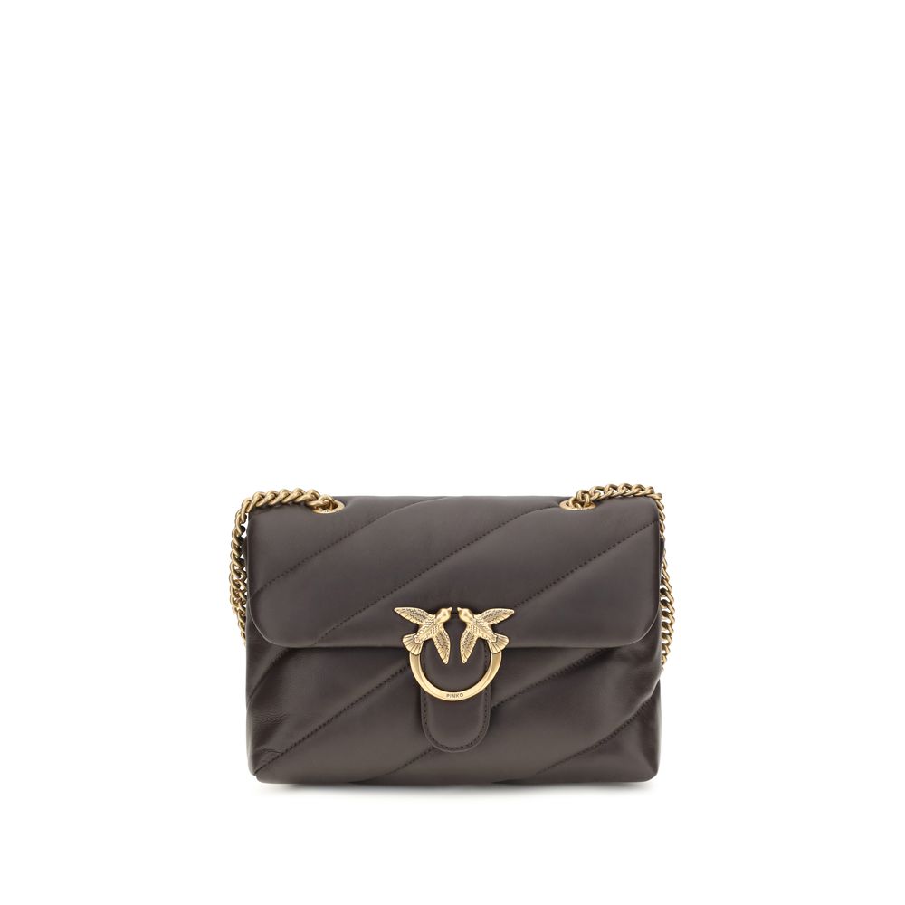 PINKO Bolso de Hombro de Piel de Becerro Marrón Bos Taurus