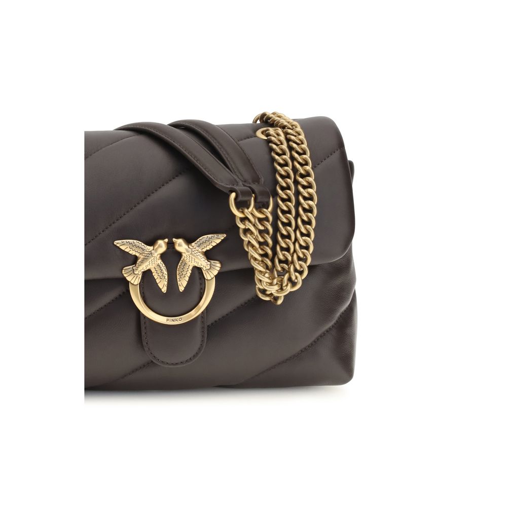 PINKO Bolso de Hombro de Piel de Becerro Marrón Bos Taurus