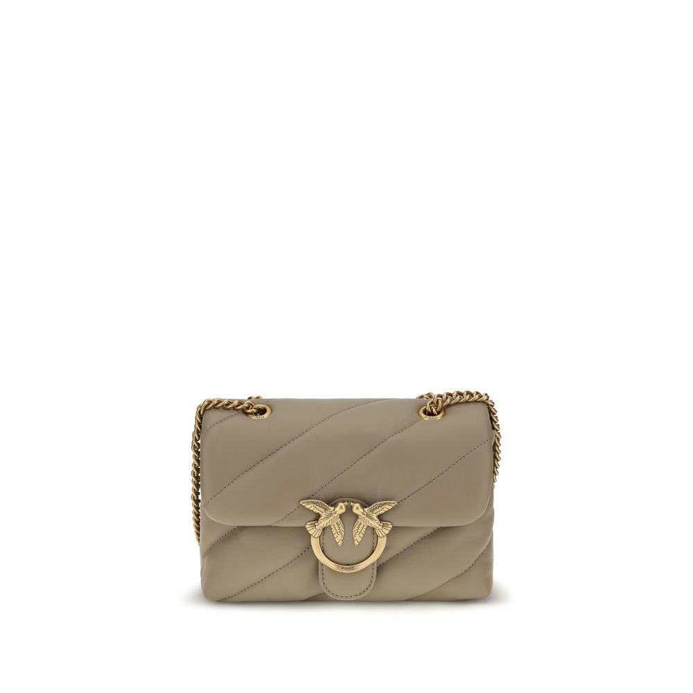 PINKO Bolso de Hombro de Piel de Becerro Beige Bos Taurus