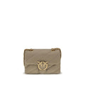 PINKO Bolso de Hombro de Piel de Becerro Beige Bos Taurus
