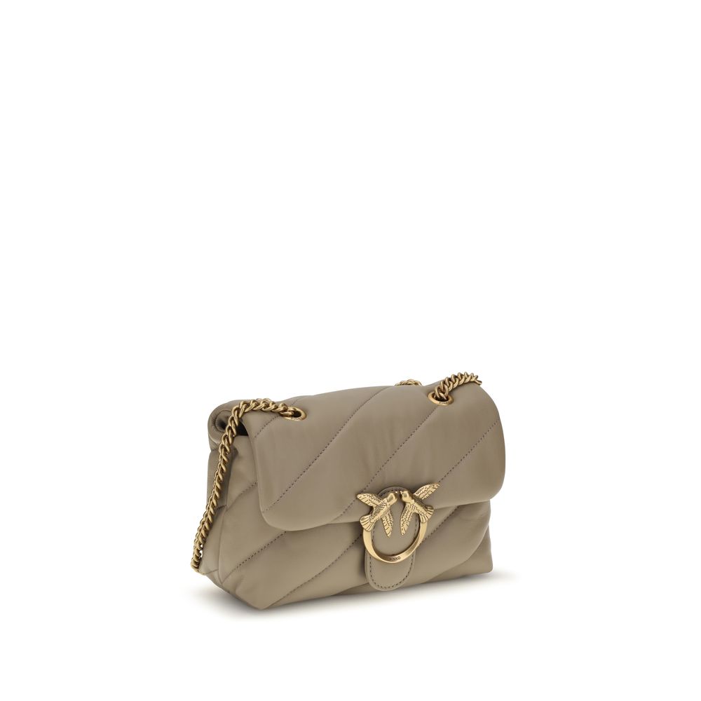 PINKO Bolso de Hombro de Piel de Becerro Beige Bos Taurus
