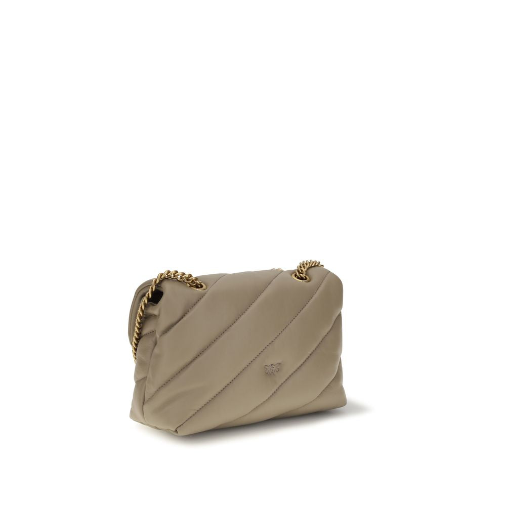 PINKO Bolso de Hombro de Piel de Becerro Beige Bos Taurus