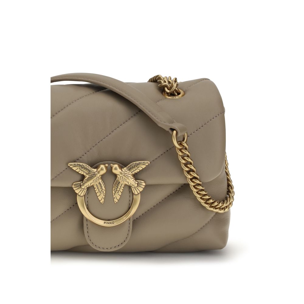 PINKO Bolso de Hombro de Piel de Becerro Beige Bos Taurus