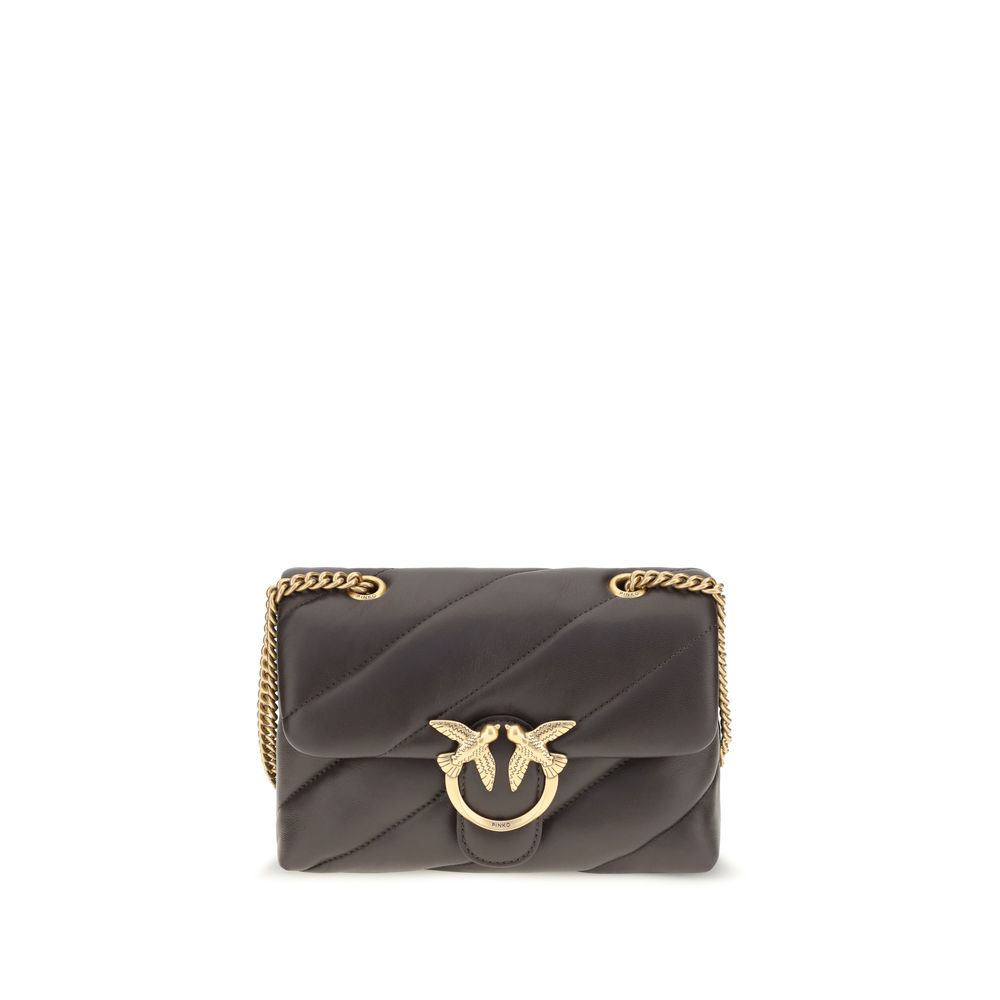 PINKO Bolso de Hombro de Piel de Becerro Marrón Bos Taurus
