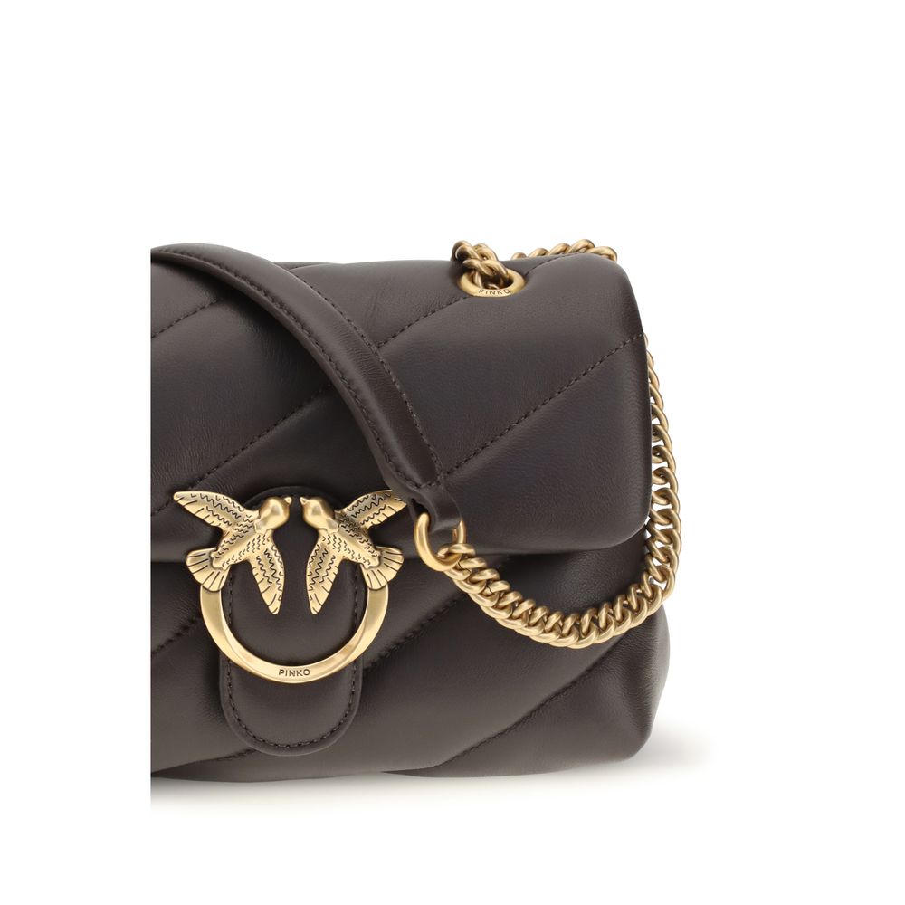 PINKO Bolso de Hombro de Piel de Becerro Marrón Bos Taurus