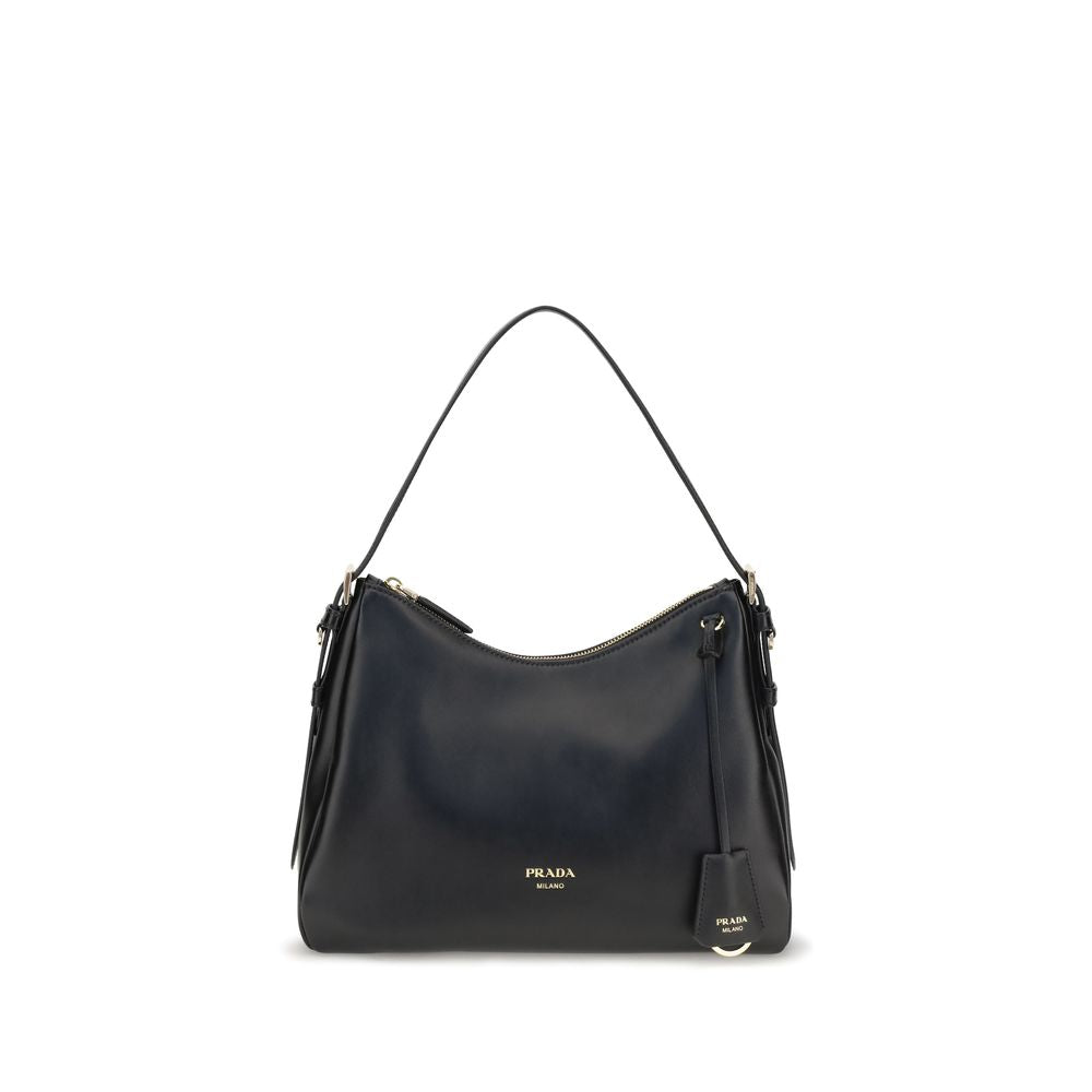 Bolso de hombro Prada de piel de becerro negra Bos Taurus