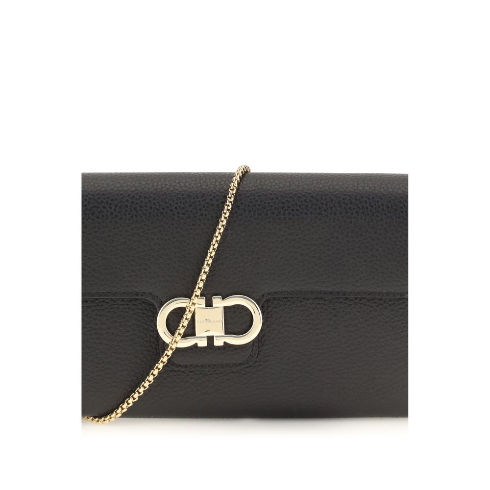 Cartera Ferragamo de piel de becerro negra Bos Taurus