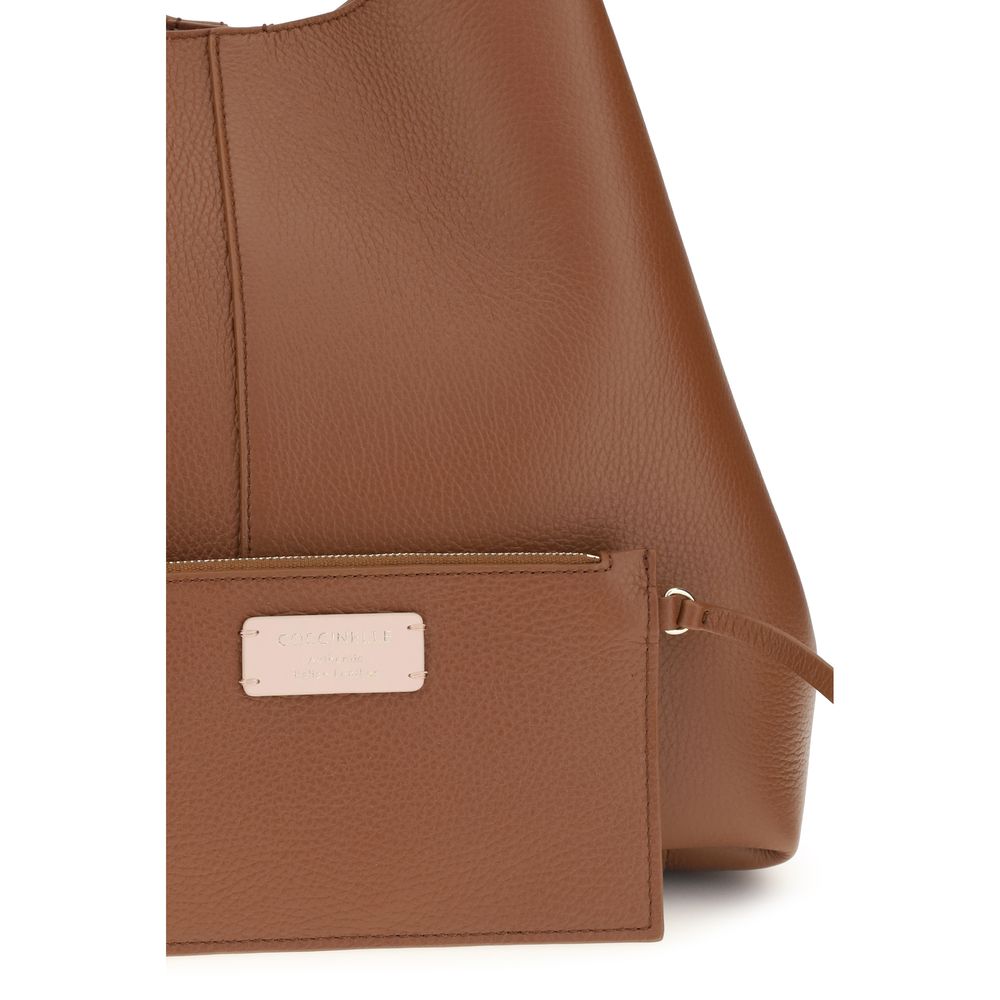 Bolso de hombro Coccinelle de piel de becerro marrón Bos Taurus