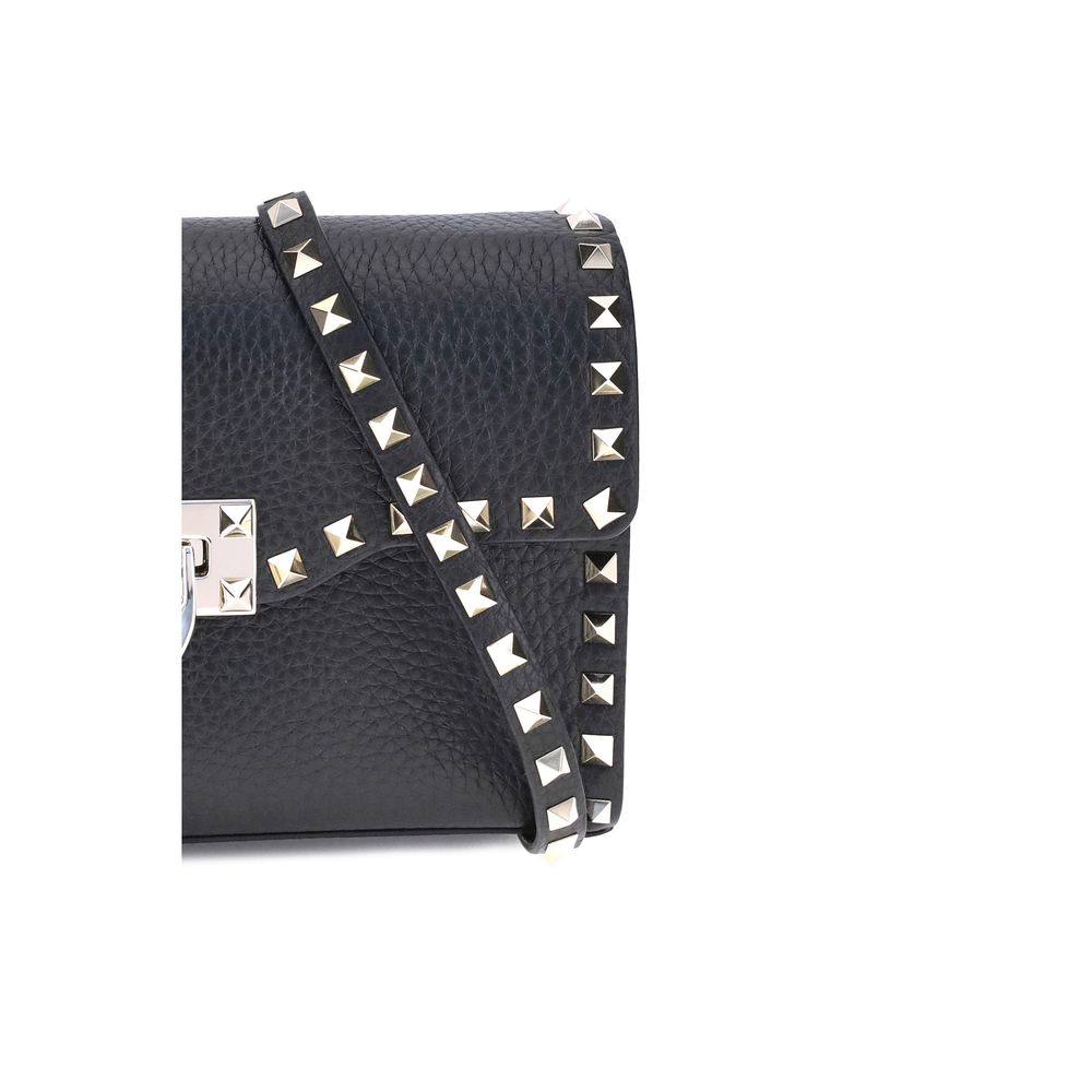 Bolso de hombro Valentino Garavani negro de piel de becerro Bos Taurus