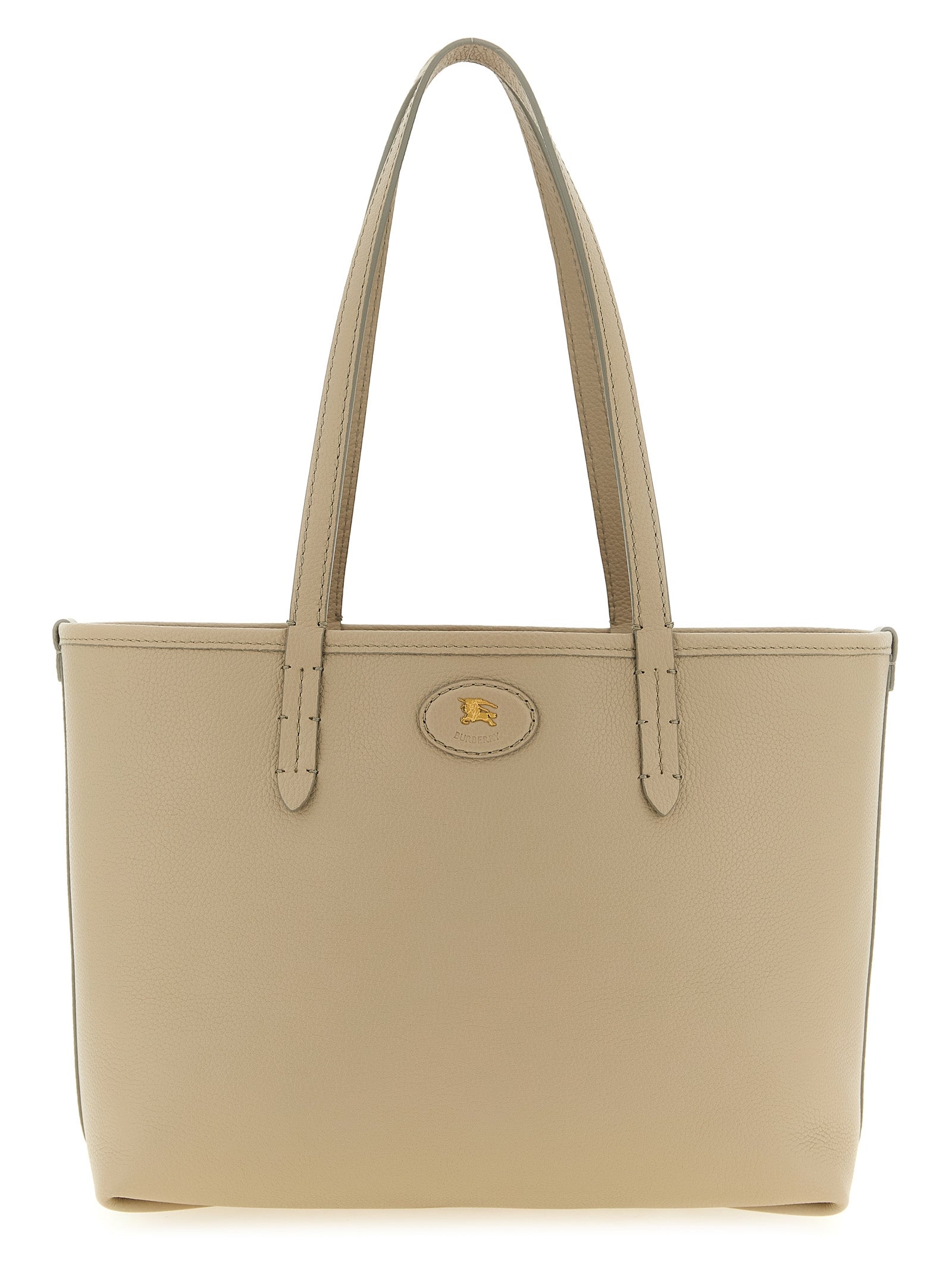 Bolso tote de piel de becerro beige Burberry