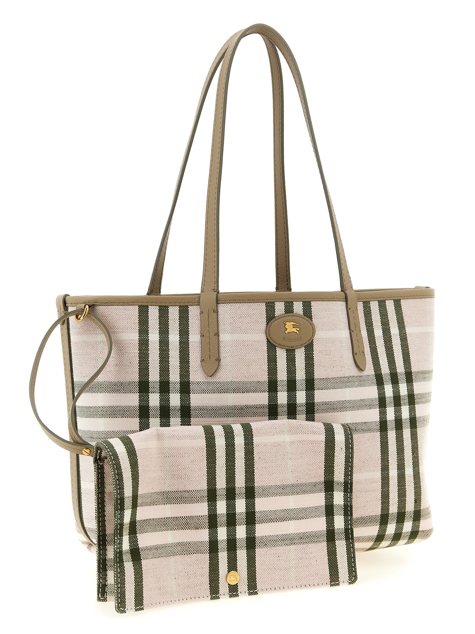 Bolso tote de piel de becerro beige Burberry