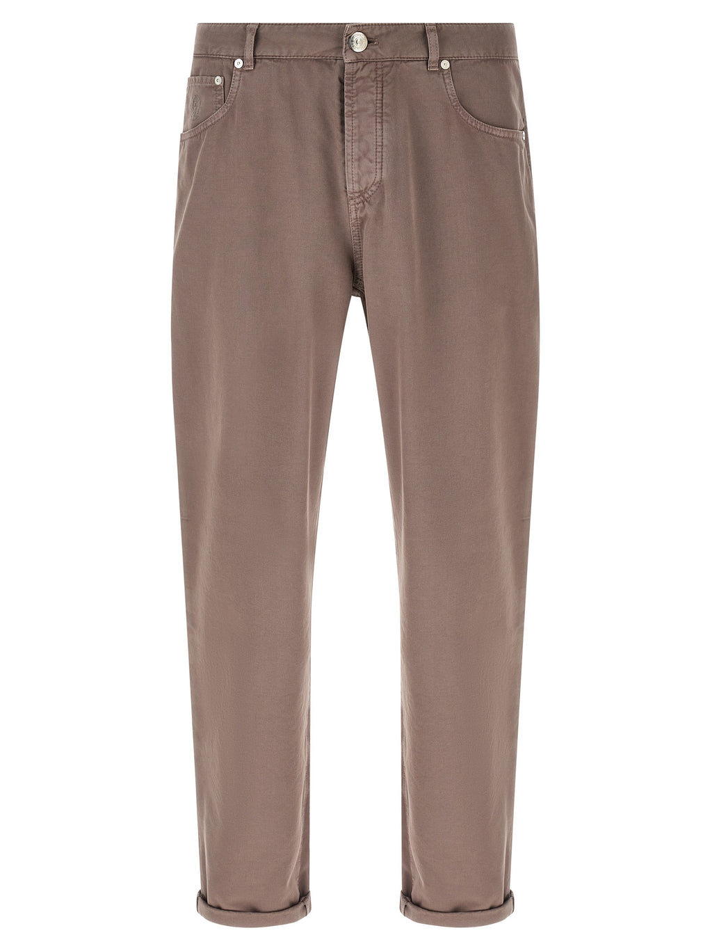 Pantalones informales de algodón marrón Brunello Cucinelli