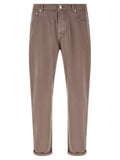 Pantalones informales de algodón marrón Brunello Cucinelli