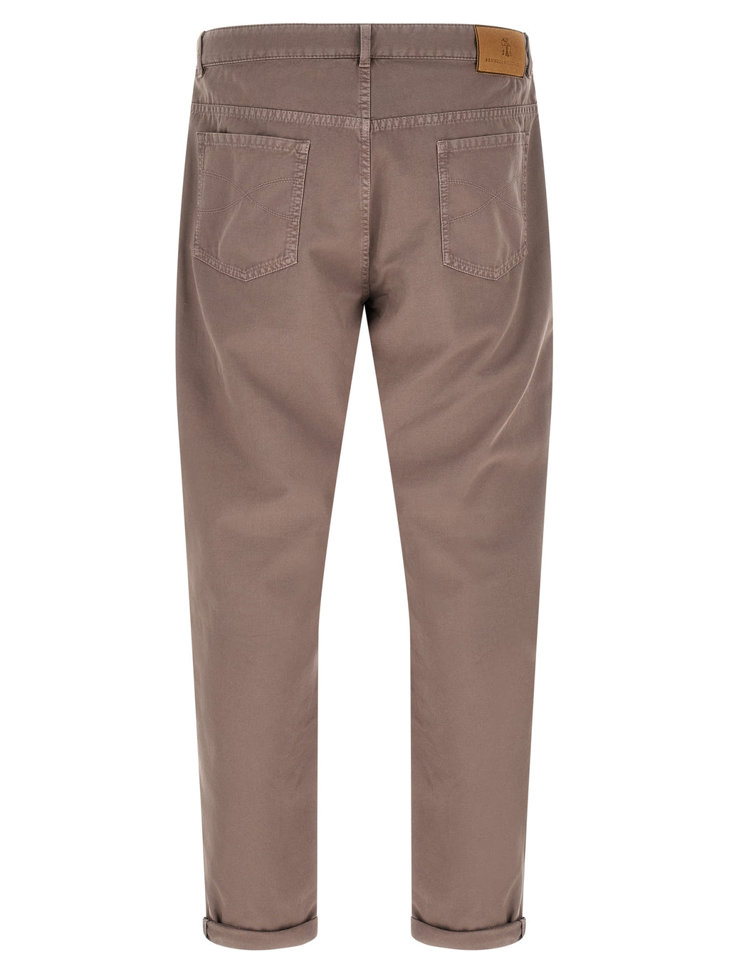 Pantalones informales de algodón marrón Brunello Cucinelli