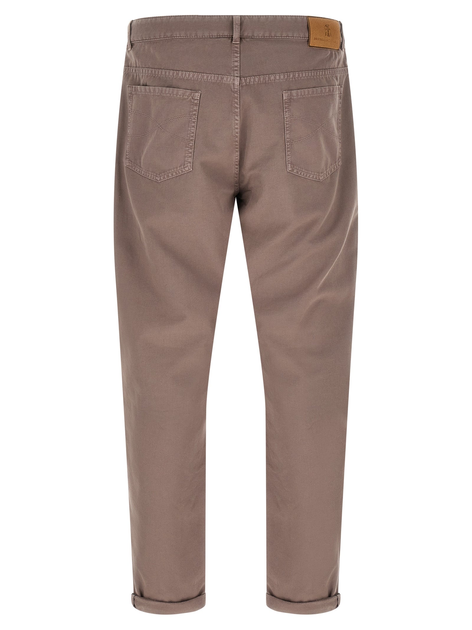 Pantalones informales de algodón marrón Brunello Cucinelli