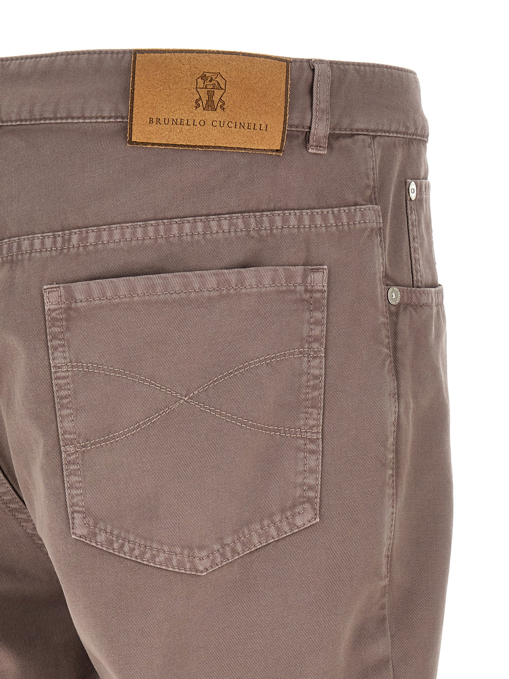 Pantalones informales de algodón marrón Brunello Cucinelli