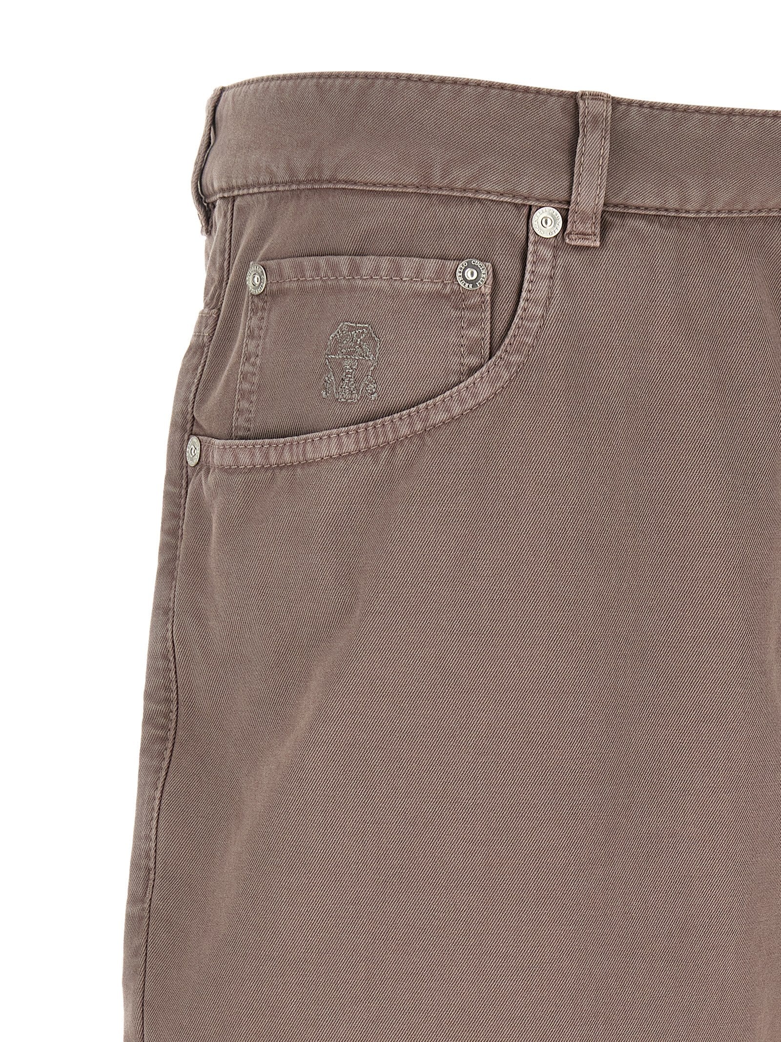 Pantalones informales de algodón marrón Brunello Cucinelli